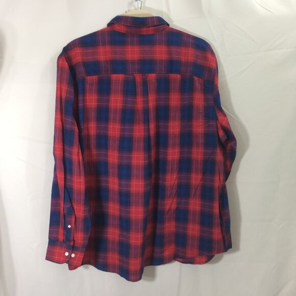 NEW Chaps Mens Button Down Shirt Casual Red Blue Plaid Cotton Blend Size 3X - Picture 4 of 6